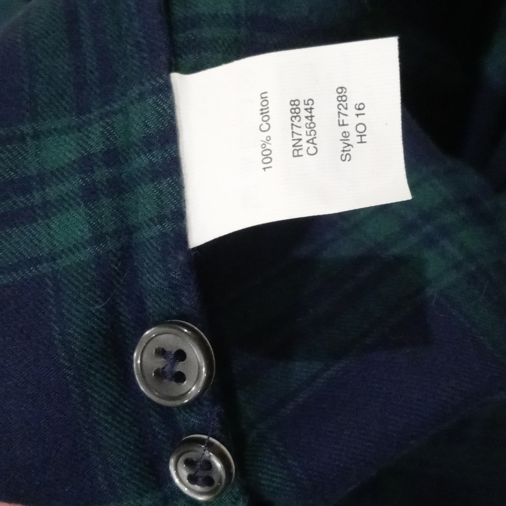J. Crew Women' Boy Fit Navy Blue & Green Plaid  Long Sleeve Button Down Shirt XS - Picture 6 of 9